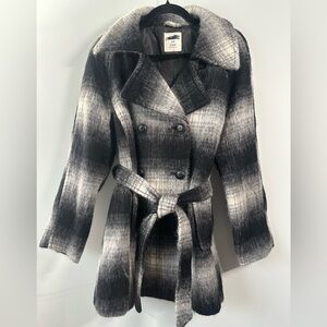 American Eagle Black and Gray Wool Trench Coat